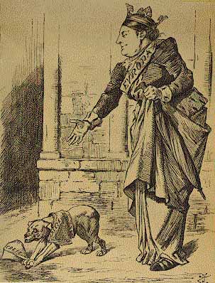 1897 British cartoon of Europe throwing a bone to Greece