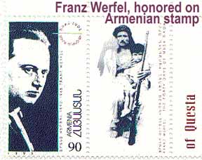 Franz Werfel honored on an Armenian stamp