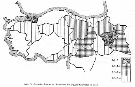 Armenians per square kilometer in 1912 -- map